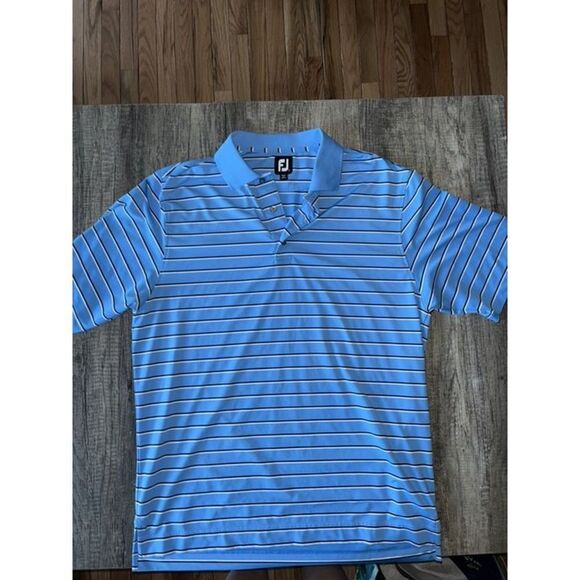 Men’s Footjoy Light Blue Striped Golf Polo Large - Picture 2 of 3